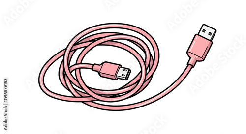 Pink USB Cable with USB Connectors.