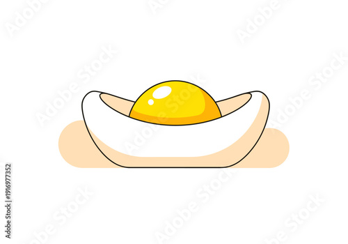 Cartoon egg with yolk on minimal pastel background  