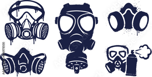 Graffiti spray paint mask icon for street art