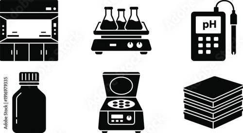 Plant tissue culture laboratory vector icons set