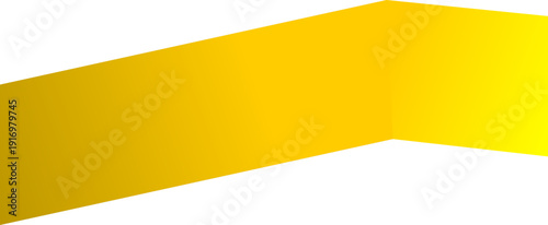 Yellow folded abstract title banner for modern header, label, and page layout design