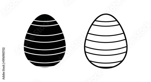 Black and white striped eggs illustrations, minimalist design, vector art Vector