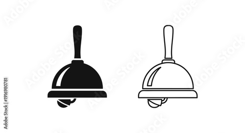 Detailed illustration of two different types of bell designs, one with a black body and the other with a white body. Vector