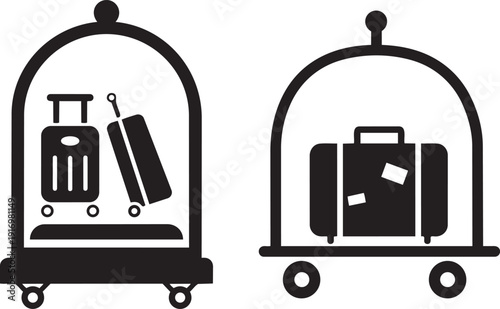 Baggage Service Symbol: Illustration of luggage carts showcasing travel essentials.