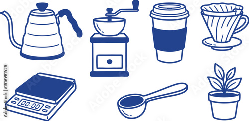 Barista coffee shop doodle icons vector collection