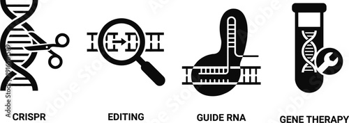 Biotechnology icons for gene editing and molecular biology research