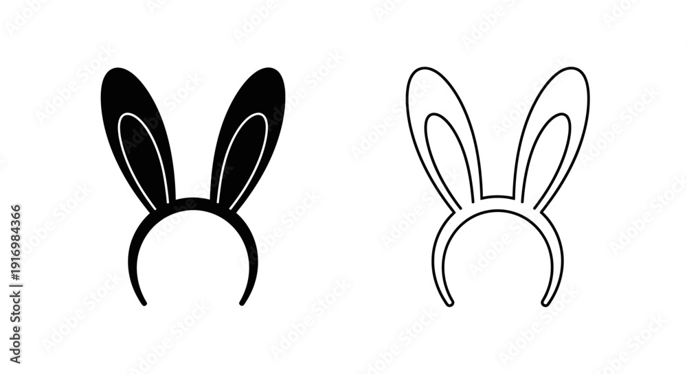 Obraz premium Elegant bunny ears headband designs for costume and party accessories Vector