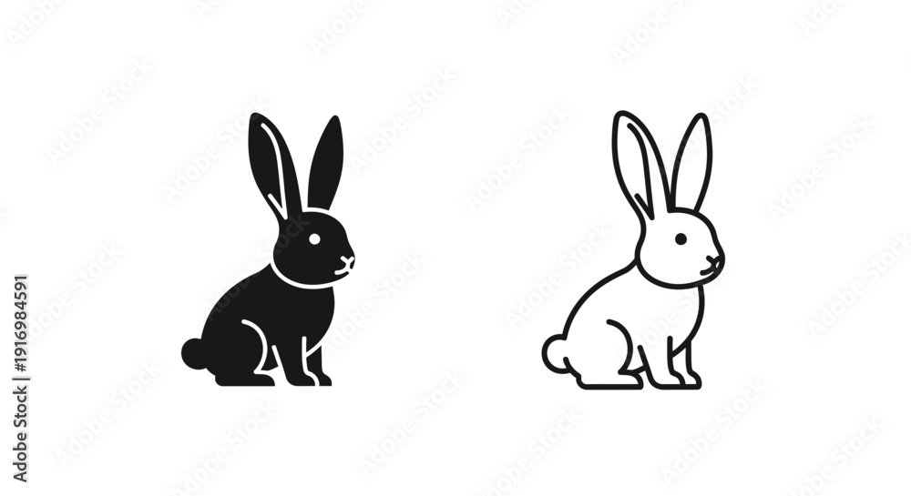 Fototapeta premium Cute rabbit illustrations, adorable bunny designs, cartoon animals, vector art Vector