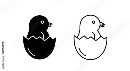 Chicks hatching from eggs illustration, baby chick breaking eggshell, cute bird art Vector