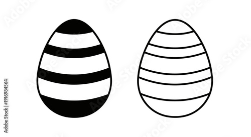 Striped easter eggs illustration, minimalist design, vector artwork, black and white Vector