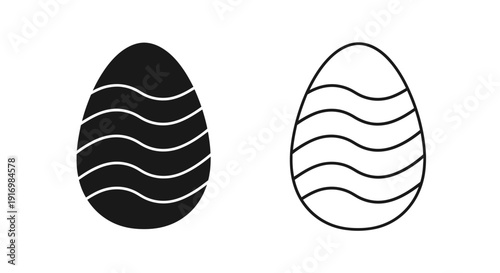 Easter eggs with wavy lines and watercolor style eggs for easter holiday design Vector