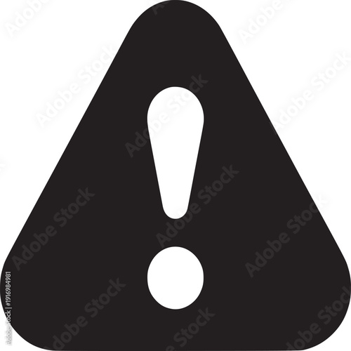 A black warning sign with an exclamation point on a white background indicating potential danger ahead