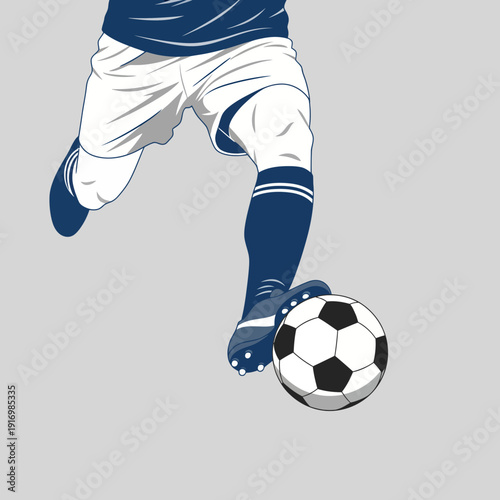 Soccer Player Kicking a Ball in a Dynamic Illustration Style