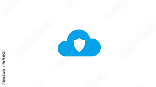 A vibrant blue cloud icon, with a white shield, representing data protection and security