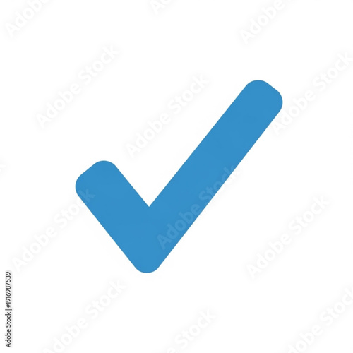 Bright blue checkmark icon indicating approval or confirmation on a light background isolated on white background, Vector