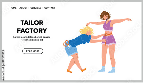 Tailor Factory Worker Measuring Model Sizes Vector