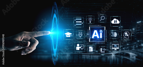 Foto AI assisted knowledge training study system and online education process innovation for digital transformation to online student on internet guide lesson