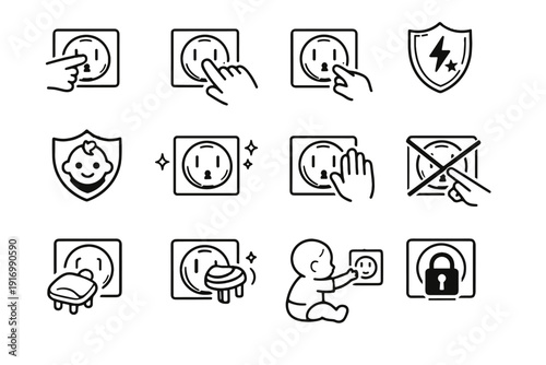 Small simple safety generation icon outlet image covered finger calm protection avoidance