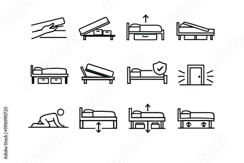 Generation emergency scenario safety icon raised access logic silhouette image simple clearance