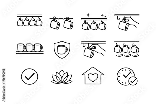 Kitchen convenience generation quiet simple minimalist vector calm hanging habits icon organized