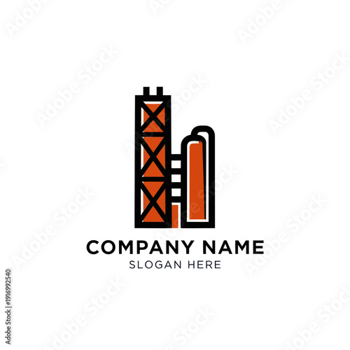 Industrial Logo Design with Orange Accents.