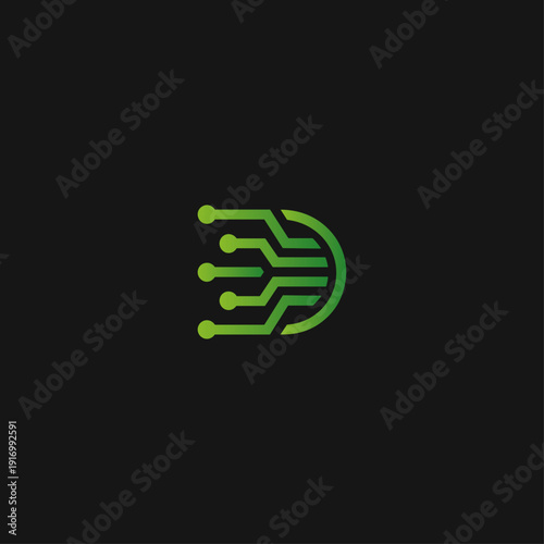 Letter D digital logo icon flat vector design