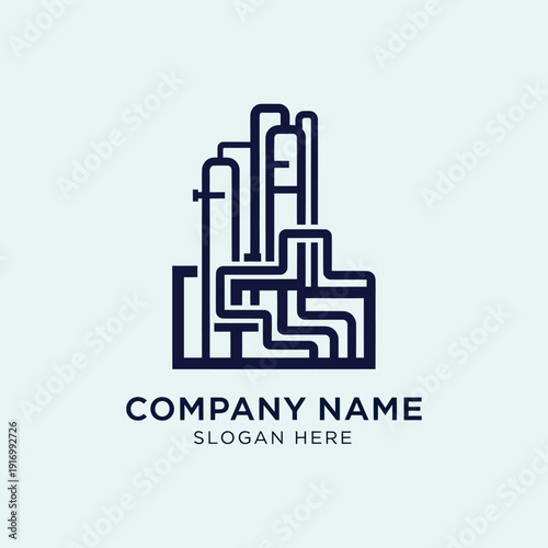 Corporate Logo Design Template with Cityscape.