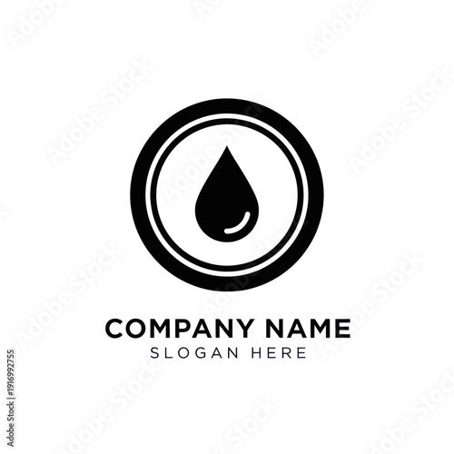 Black Water Drop Logo Design Template.