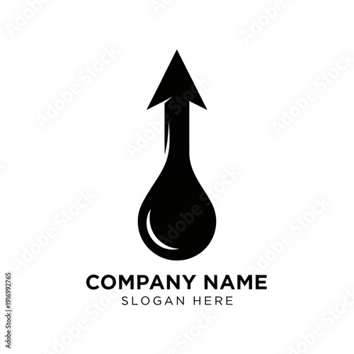 Black Oil Drop with Arrow Logo Design.