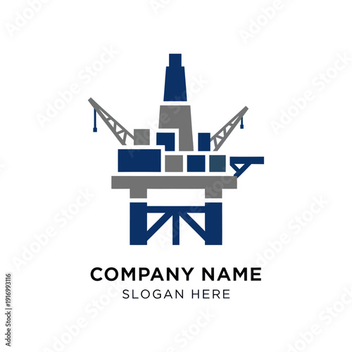 Oil Rig Platform Graphic Illustration Design.