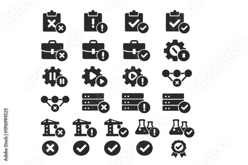 Success icon vector qa grid icons warning failed pipeline job status passed
