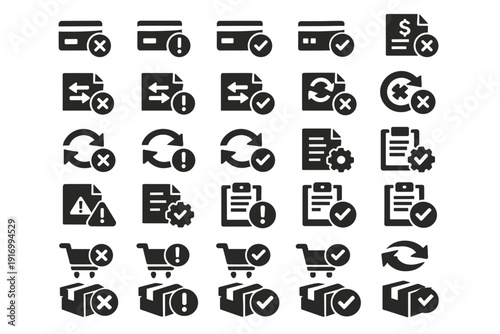 Generation image icon renewal active vector invoice failed billing error simple refund