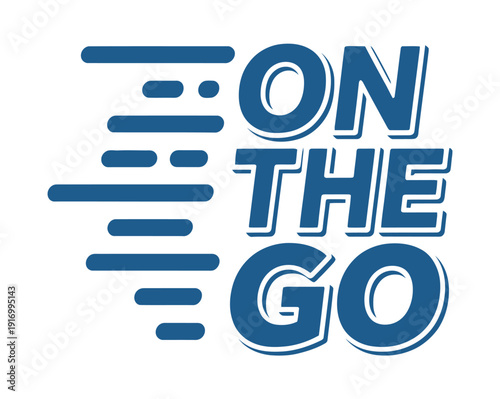 A stylized logo with the phrase 'On The Go' in bold blue letters on a white background