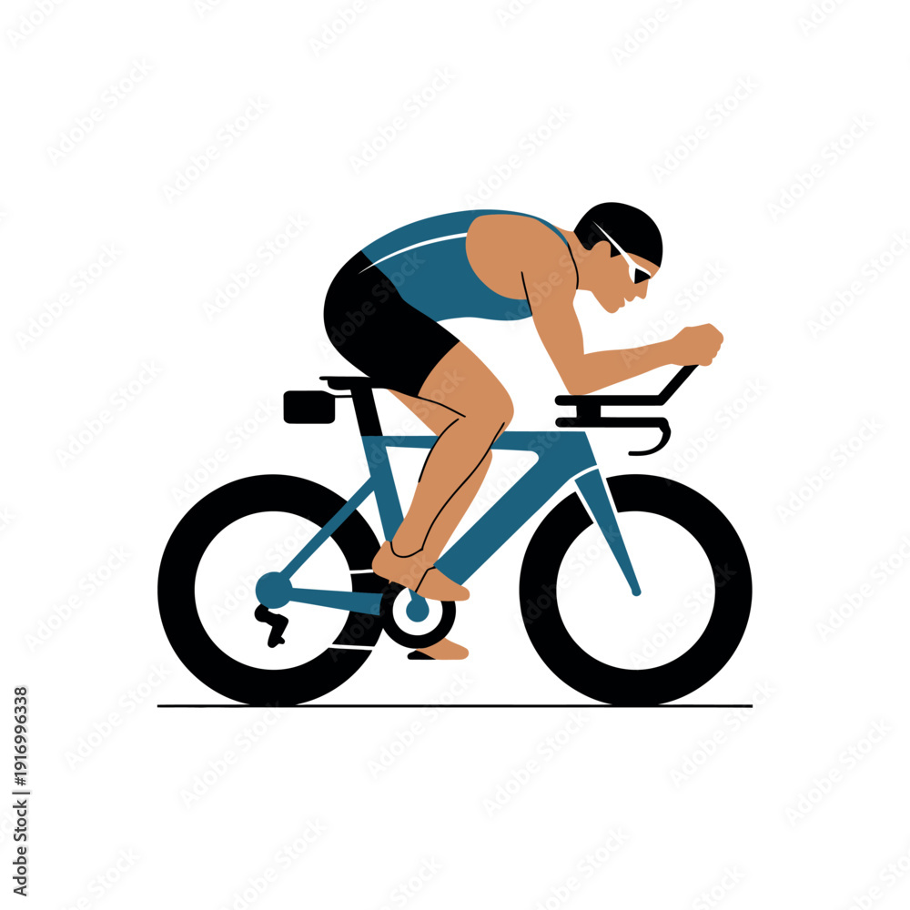Fototapeta premium A professional cyclist riding a blue bicycle