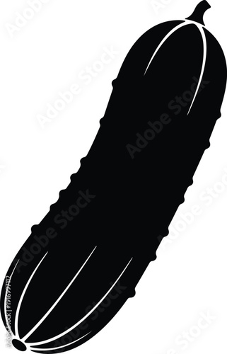 silhouette fresh organic green cucumber vegetable isolated on white background vector design