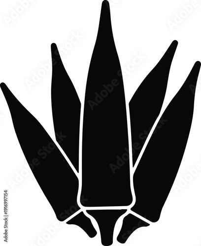silhouette fresh organic okra vegetable pods healthy food ingredient vector design