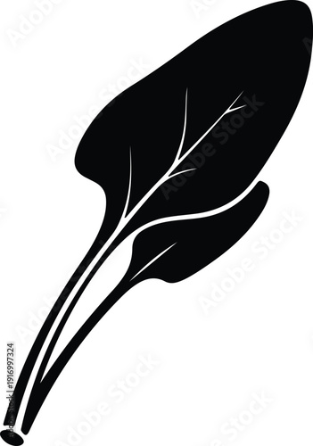 silhouette fresh spinach leaf vegetable organic healthy food ingredient minimal vector design