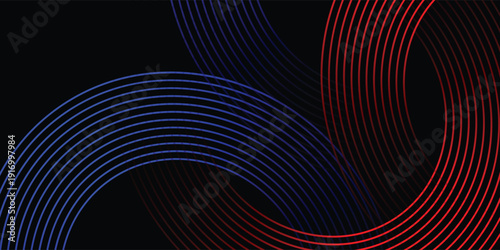 Abstract Black Background with Intense Red and Blue Geometric Curves