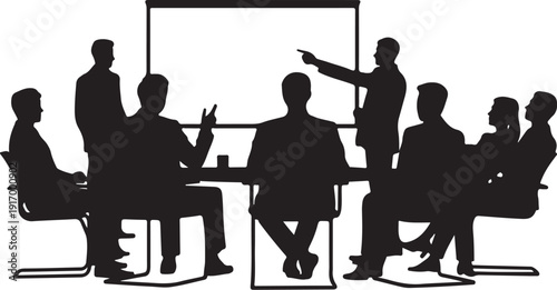 Silhouette of people in a business meeting with a presentation 1