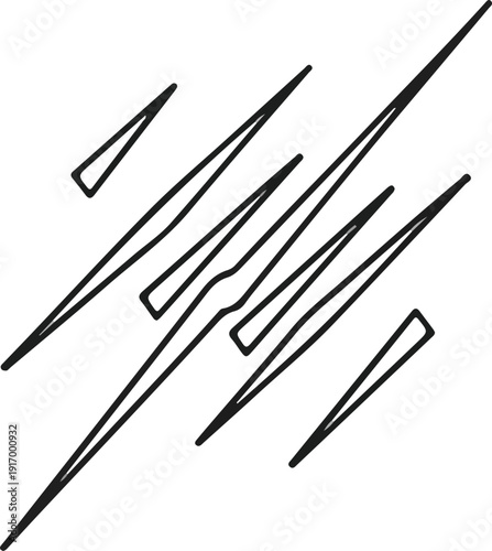 Several black sewing needles on white surface for crafting and repair