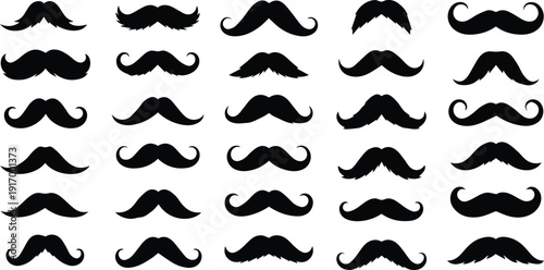 Collection of various mustache styles and shapes