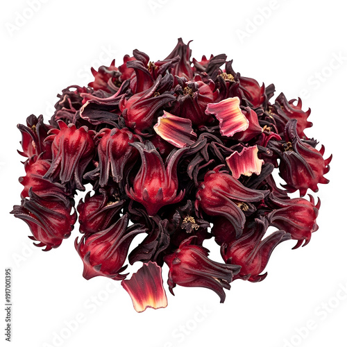 Organic dried hibiscus flower calyx isolated on transparent or white background. PNG
