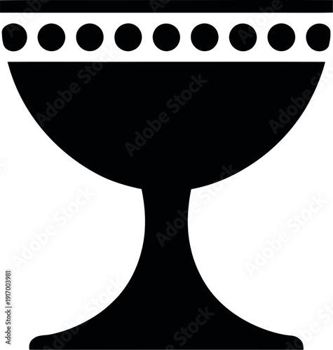 A black and white illustration of an ancient Greek or Roman style goblet or wine cup