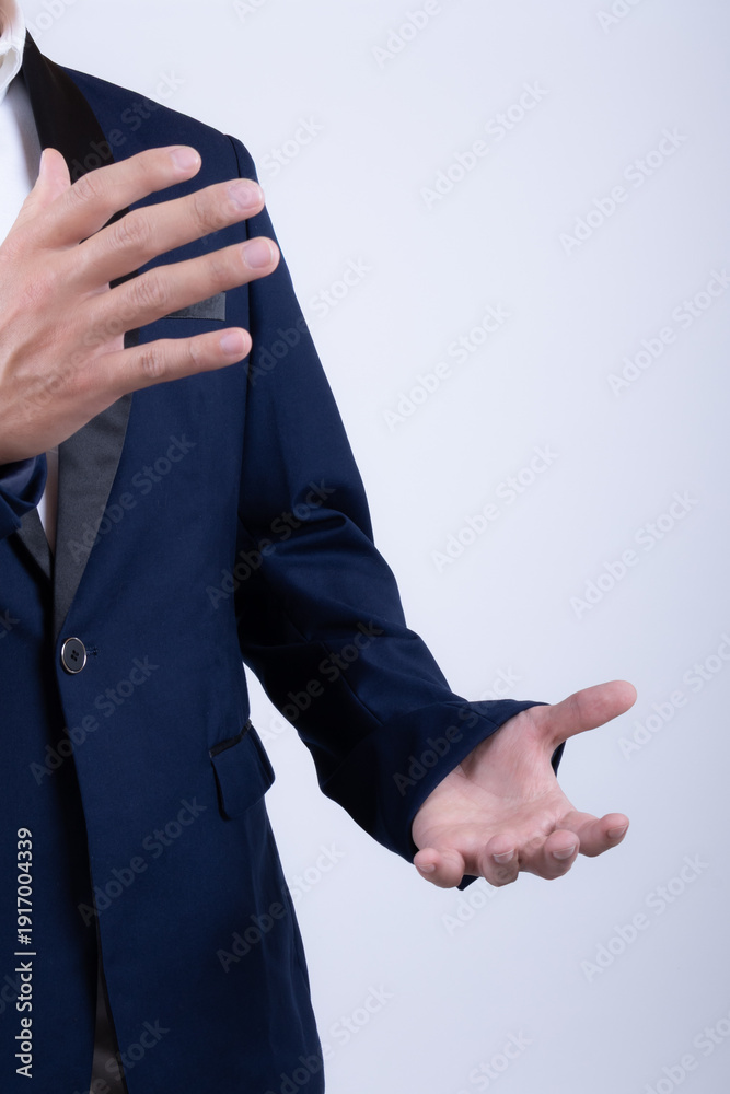 Obraz premium Person in formal attire on white background with professional concept