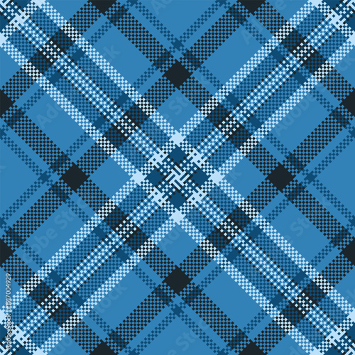Choice plaid pattern texture, silky check fabric textile. Decorate tartan background seamless vector in cyan and dark colors.