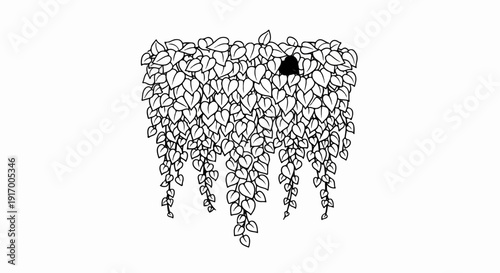 A black hole-like opening within a dense cascade of heart-shaped leaves