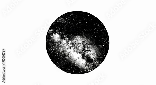 A circular abstract representation of the Milky Way galaxy, filled with stars