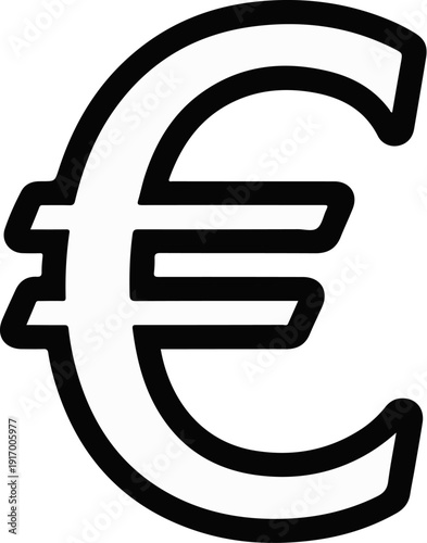 A bold black euro symbol on a white background