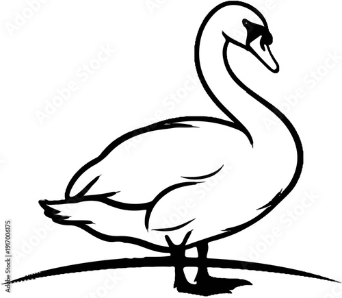 A graceful swan stands elegantly on a curved surface