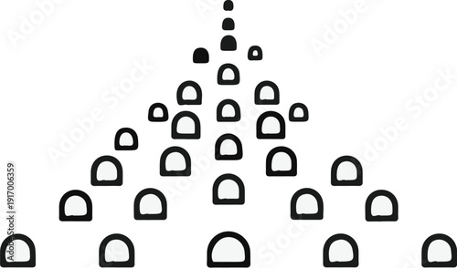 A graphic illustration of increasing size semicircles forming a triangular pattern